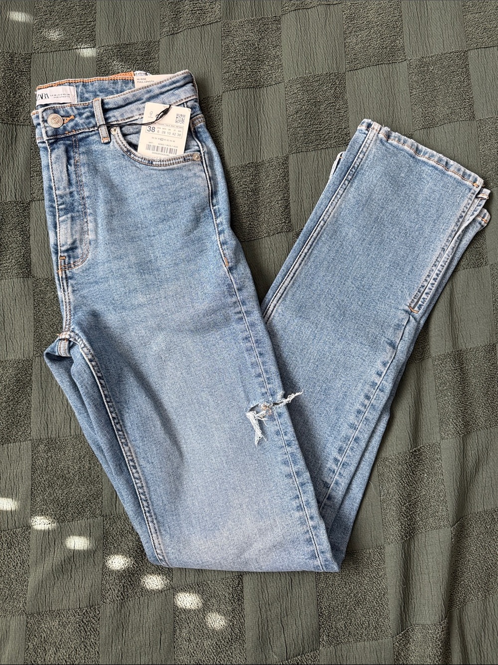 NWT Zara Light Blue High-Rise Split Skinny Jeans